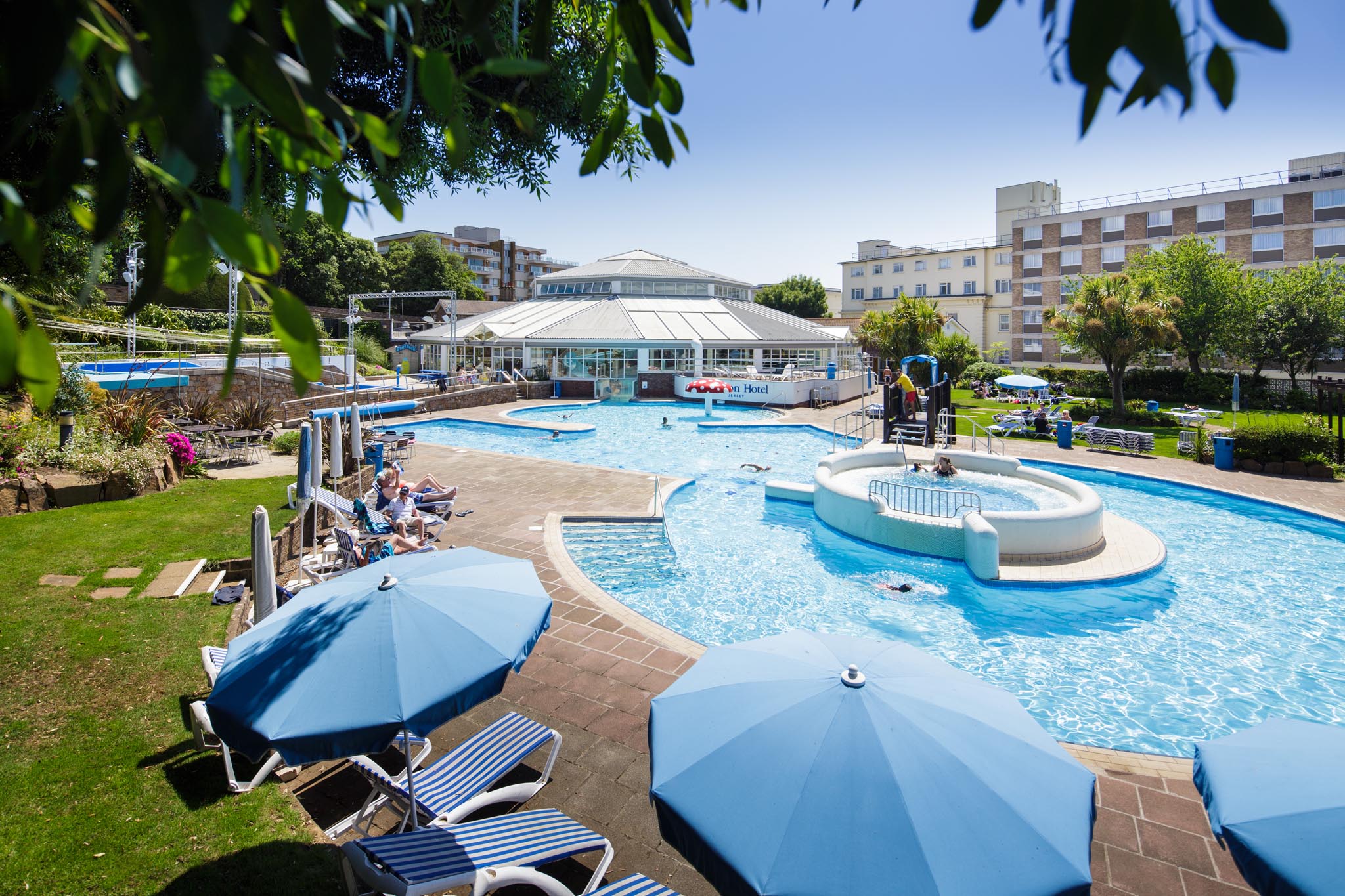 A view of the aquadome's outdoor pool