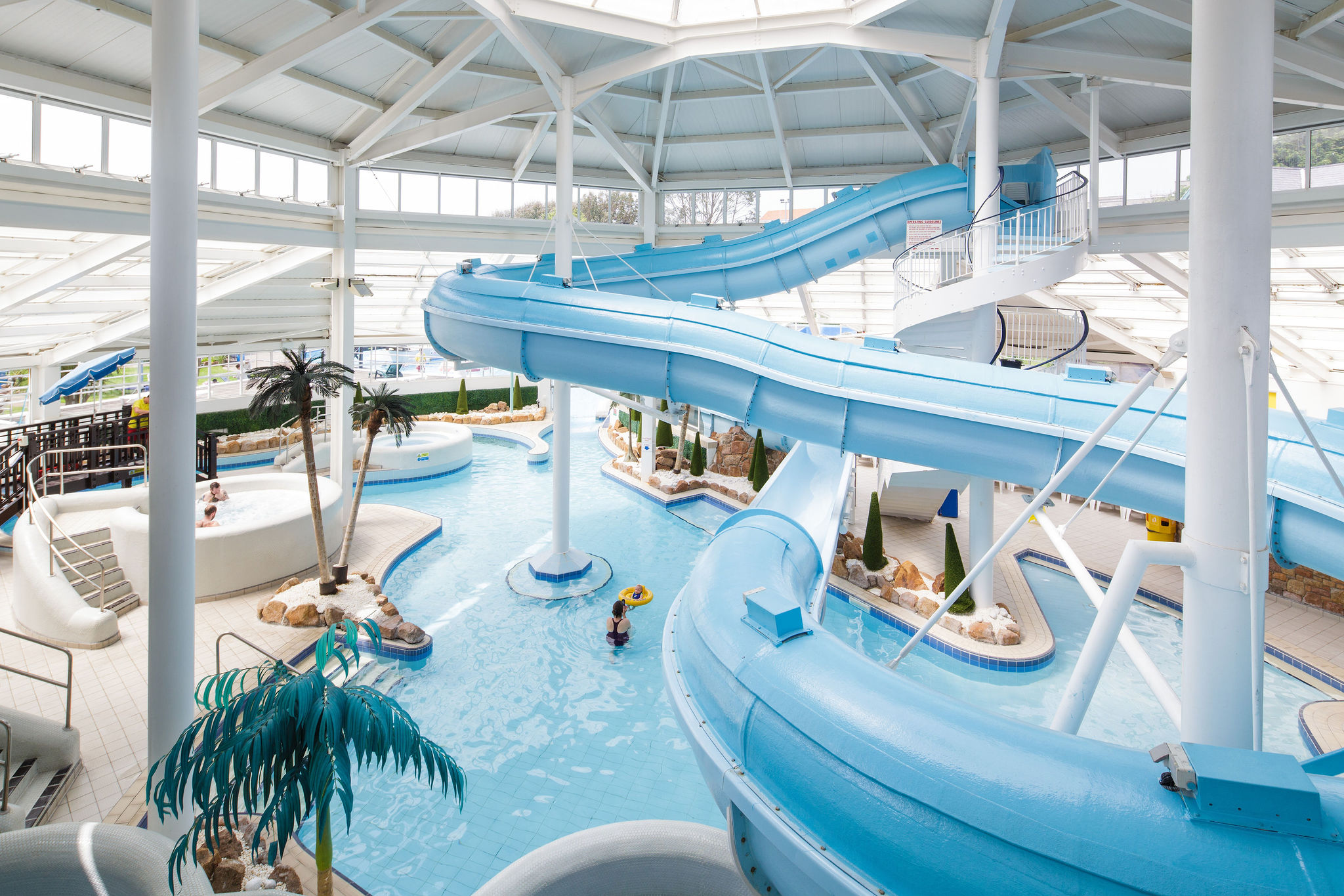 View of the Merton Aquadome slides and pools