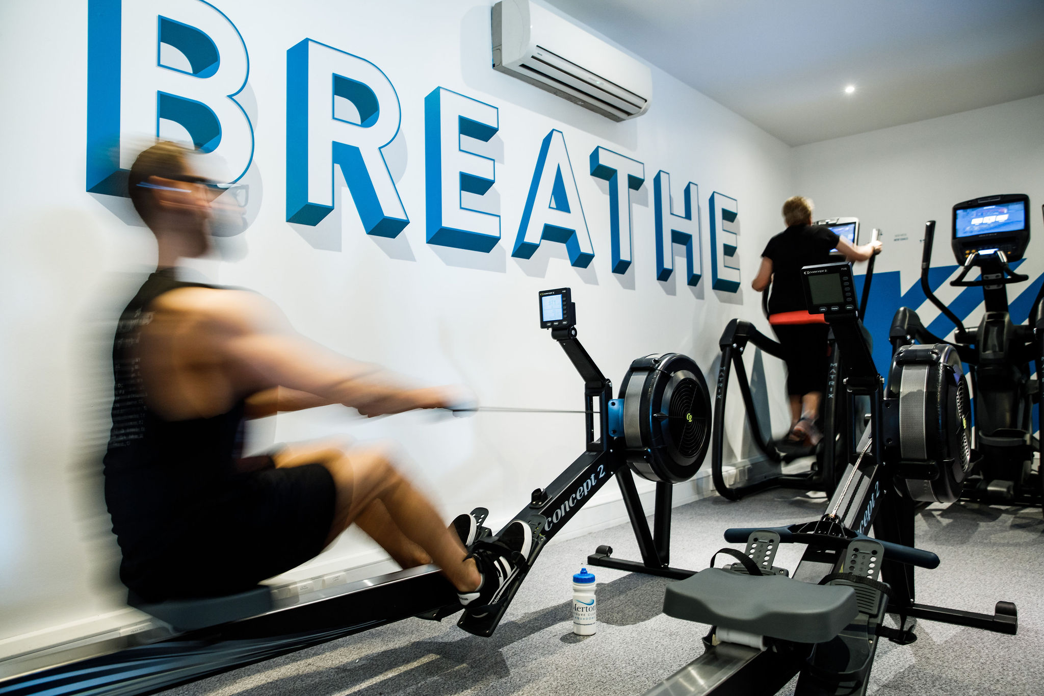 Man om rowing machine at Merton Leisure Club